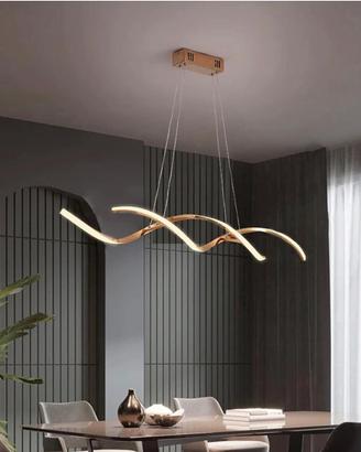 Lampadario LED a sospensione spirale ondulata