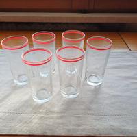 6 bicchieri bordo rosso