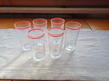 6 bicchieri bordo rosso