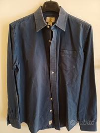camicia Timberland lino e cotone blu scuro tg M