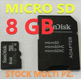 MEMORIA CARD MICRO SD 8GB SANDISK  SCHEDA LOTTO PZ