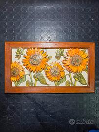 Quadro girasoli in rilievo 3d corin legno massello