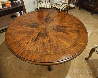 TAVOLO ROTONDO D'EPOCA  IN LEGNO MASSELLO