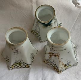 3 paralumi vintage porcellana smaltata.