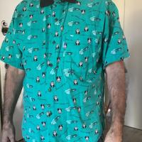 Camicia mezze maniche fantasia sfondo verde