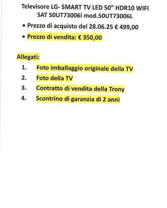 televisore nuovo LG-SMART TV LED 50" HDR10 WIFI S
