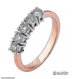 FEDINA ORO BICOLORE 18kt. A 5 DIAMANTI BRILLANTI