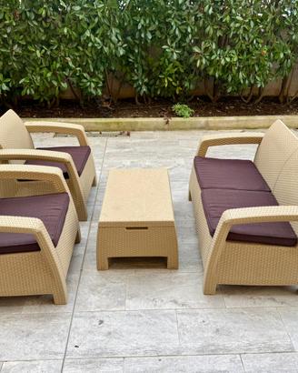 Keter Salottino Giardino Corfu Lounge Set Rattan