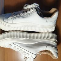 scarpes : Jil Sander Low Basket blanches. 
