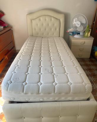 letto singolo  con cassone contenitore in legno