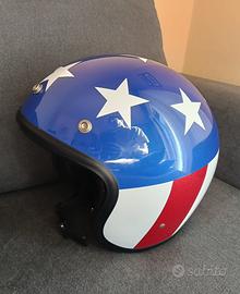 Casco dmd moto rosso bandiera americana blu