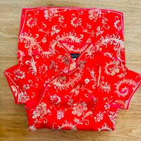 Abito rosso e oro stile giapponese taglia S