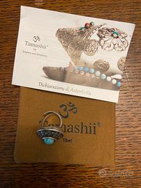 Tamashii anello regolabile argento e turchese