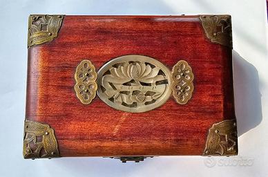 Cofanetto cinese vintage ottone pietra - restauro