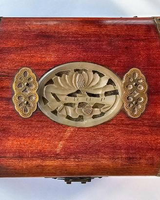 Cofanetto cinese vintage ottone pietra - restauro