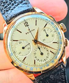 zenith 38mm oro 18kt tricompax cal.156 garanzia.12