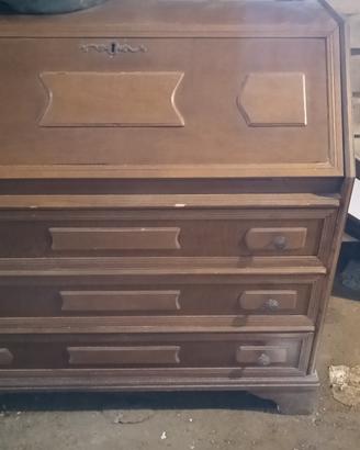 Ribalta / scrittoio vintage in legno con cassetti