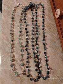 bigiotteria tessile con cristalli e filato lame 