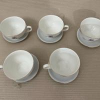 Set tè vintage porcellana 5 tazze con piattino