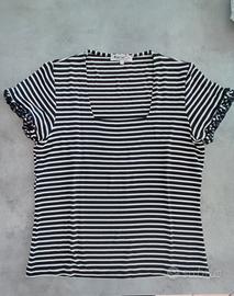 T-shirt a righe blu in viscosa 