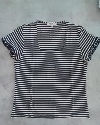 T-shirt a righe blu in viscosa 