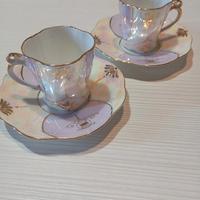 set tazzine caffe vero vintage bordo in oro 