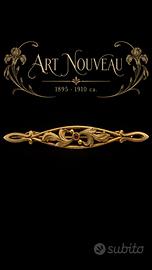 Antica spilla Art Nouveau barretta con granato