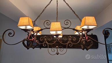 Lampadario ferro battuto