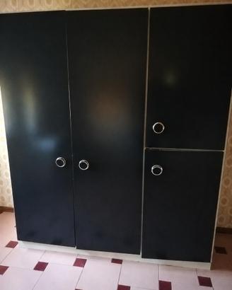 Armadio + scrivania libreria blu scuro e bianco