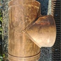 RACCORDO A T 90° PER CANNA FUMARIA IN RAME 30CM