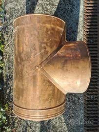 RACCORDO A T 90° PER CANNA FUMARIA IN RAME 30CM