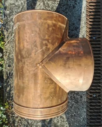 RACCORDO A T 90° PER CANNA FUMARIA IN RAME 30CM