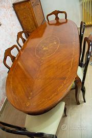 tavolo + sedie intarsiato a mano