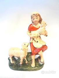 Presepe 10 cm pastore donna con pecore CARTAPESTA