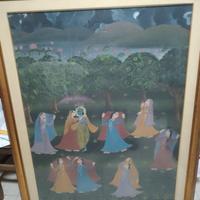 Quadro dipinto indiano con Krishna 126X96 cm