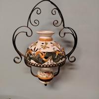 lampadario ferro battuto e ceramica 