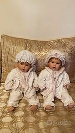 Coppia Bambole Gemelli in Porcellana da collezione