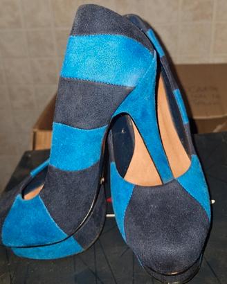 Décolleté bicolore blu e nero