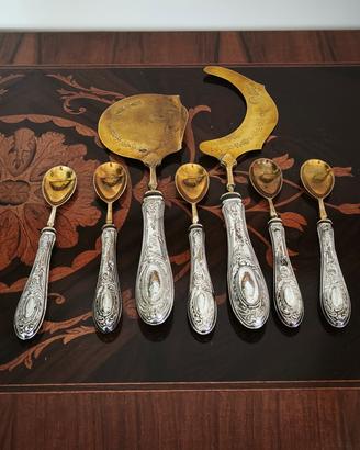  Set da Dessert in Argento 800 e
Vermeil fine 800
