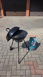 Barbecue a carbonella tondo con coperchio e ruote