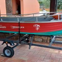 Barca Sessa in alluminio, motore, carrello e