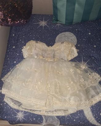 Vestitino battesimo Bufa 6 mesi pizzo e organza