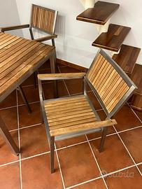 Sedie acciaio e teak