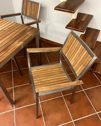 Sedie acciaio e teak