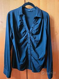 Camicia nera elegante arricciata tg. L/XL