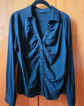 Camicia nera elegante arricciata tg. L/XL