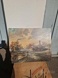 quadro olio su tela casette
