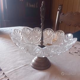centrotavola/alzata in cristallo di Boemia molato