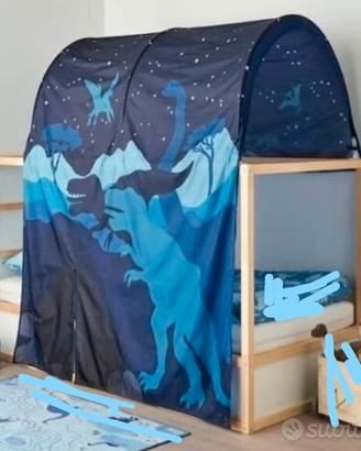 Letto kura con tenda dinosauri e materasso