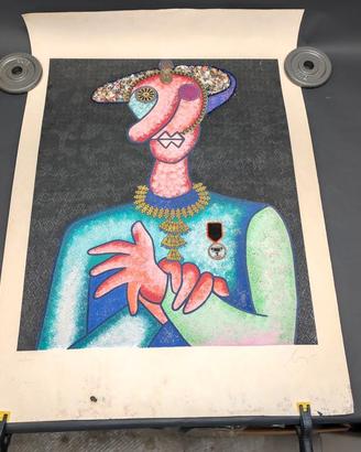 Serigrafia di Enrico Baj Generale Urlante